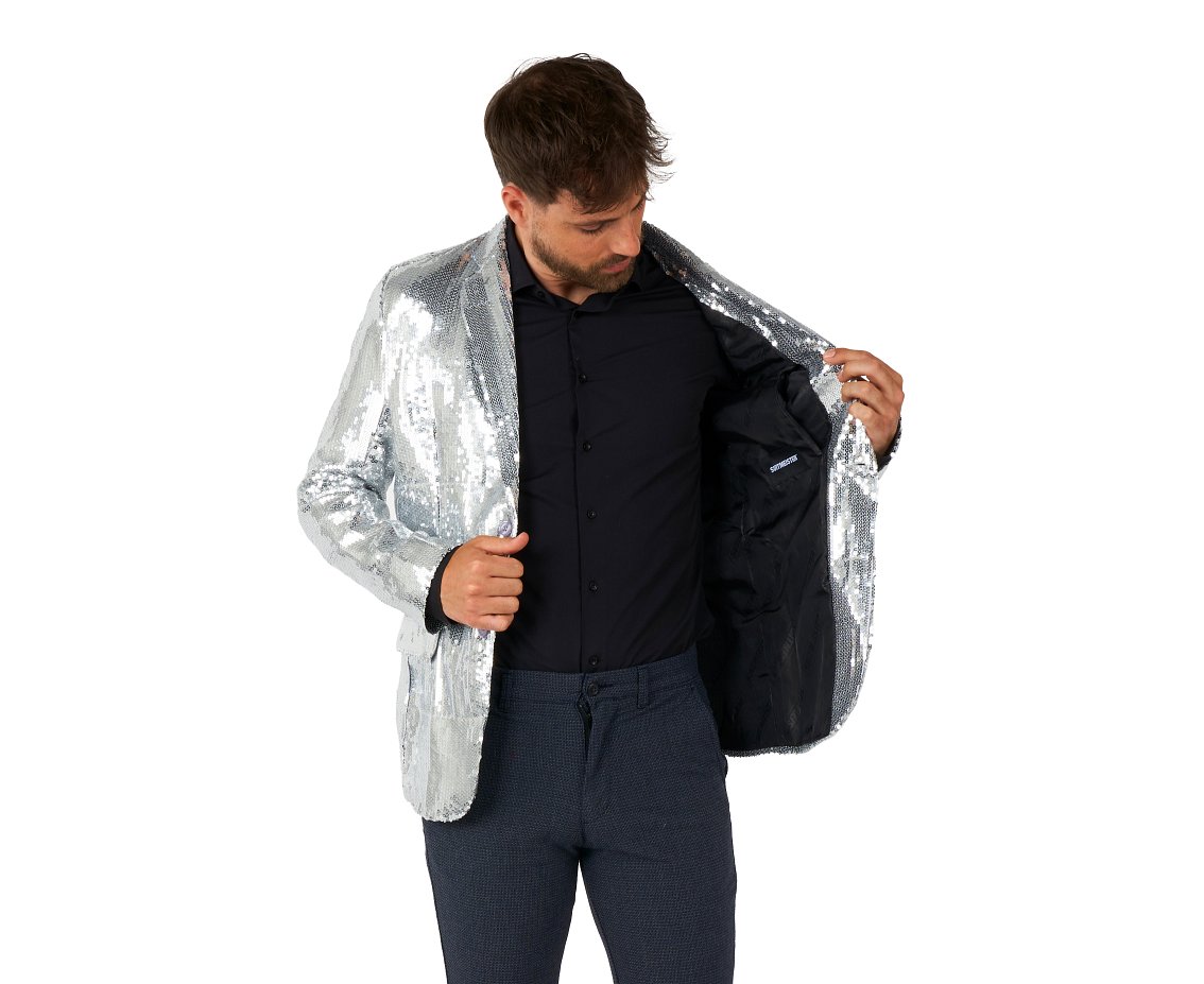 Marynarka dla dorosłych Sequins Silver, rozm. 56/58 (XL)